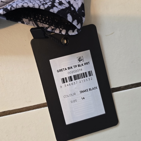 NWT CCX City Chic Greta Snakeskin Print Bikini Top Black Gray 14 - Picture 9 of 10